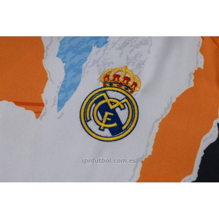 Chandal del Real Madrid Manga Corta 2024-2025 Blanco y Amarillo - Pantalon Corto